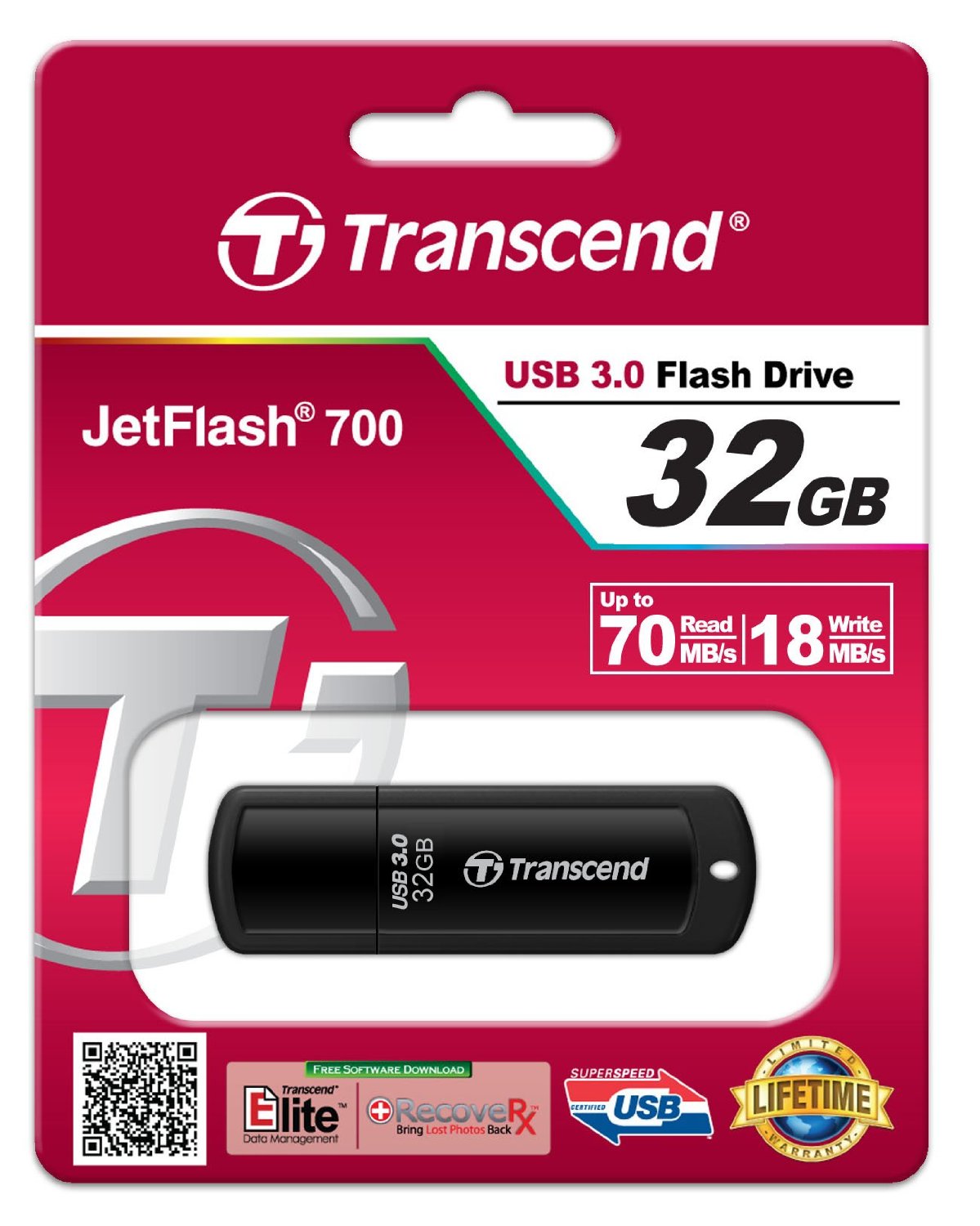 USB 32GB Transcend JetFlash 700 USB 3.0 Flash Drive (TS32GJF700)